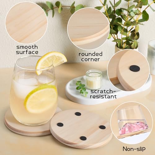 60 PCS Unfinished Wood Coasters, Solid Wooden Blanks for Laser Engraving - Image 4