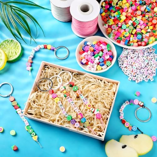 Landical 564 Pcs Fruit Keychain Making Kit DIY Name Bead Key Chain Craft - Image 3