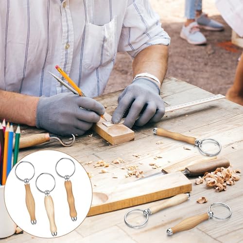 XunYee 12 Pcs WoodTurning Keychain Kit Woodturning Project Kit Wood Turning accessories Mandrel Woodturning keychain for Carpentry woodworker gift (Sliver) - Image 7