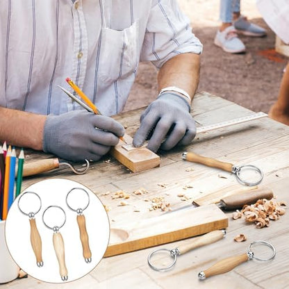 XunYee 12 Pcs WoodTurning Keychain Kit Woodturning Project Kit Wood Turning accessories Mandrel Woodturning keychain for Carpentry woodworker gift (Sliver) - Image 7