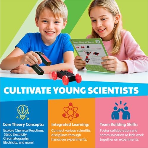 4M Scientific Discovery Kit for Kids Ages 8-12 – Over 50 STEM Experiments in Physics, Chemistry, Magnetism & Bubble Science, Build a Lemon Clock, Volcano, Magnetic Racer, Hover Disc, Educational Gift - Image 3