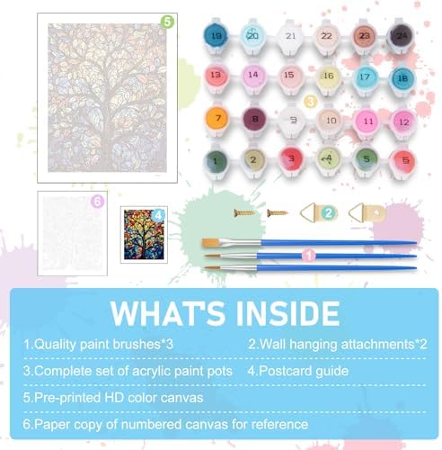 Paint by Numbers Kit for Adults, Tree of Life Acrylic Canvas Painting Set - Image 5