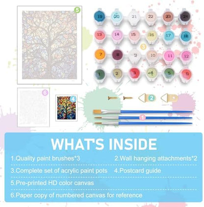 Paint by Numbers Kit for Adults, Tree of Life Acrylic Canvas Painting Set - Image 5