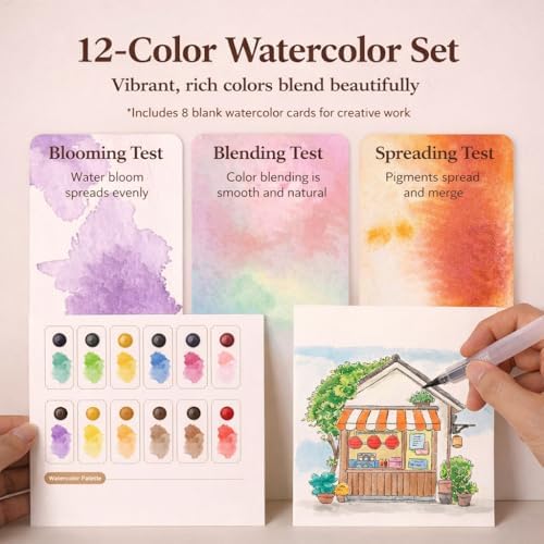 2026 Breathly Stress Relief Watercolor Books Painting Kit, All-in-One DIY Watercolor Art Kit, Paint-with-Water Portable Painting Art Book with 12-Color Pigment Dot Card & Water Brush Pen, Tri-Fold Pocket Painting Set, Relaxing Creative Kit for Beginner... - Image 5