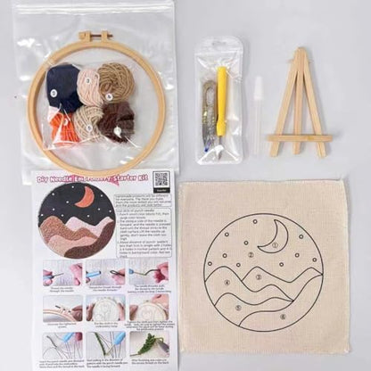 CELCRAFTIQUE Punch Needle Kits for Adults Beginner, Tool with Punch Needle Fabric, Hoops, Yarns and Sewing Needles (Night Desert) - Image 2