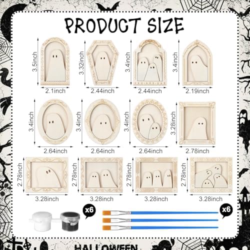 Simgoing 12 Set Adult Halloween Craft, Wood Ghost DIY Frame, Ordinary Style - Image 2