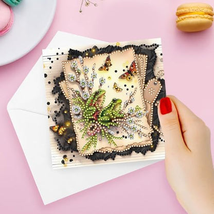 POETRYDRAW 6 Pack 5D DIY Diamond Art Painting Happy Birthday Greeting Card Kit Flower, Diamond Art Christmas Birthday Holiday Greeting Card, Crafts Kit Creative with Envelope - Image 2
