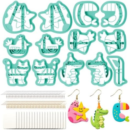 beinkmake 13Pcs Fairy Animal Polymer Clay Cutters Set Cat Fox Clay Earrings Cutters for Adults Polymer Jewelry Cutter with Earrings Accessories DIY Craft Supplies by beinkmake