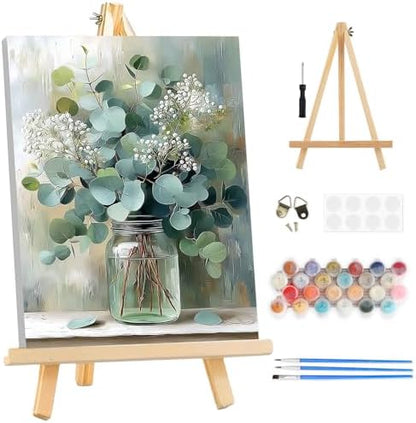 TOSTOG Vintage Vase Framed Canvas Paint by Numbers Art Kit for Adults and Kids, Beginner Acrylic Oil Painting Supplies with Wooden Frame for Home Wall Decor 20 * 30 cm/8 * 11.8 in by TOSTOG