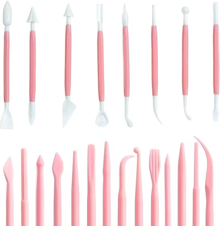 22 PCS Clay Sculpting Tools Set, Pink Air Dry Clay Tools & Polymer Clay Tools Kit, Double-Ended Plastic Modeling Tools for Pottery, Polymer Clay, Air Dry Clay & DIY Crafting for Adult - Image 7