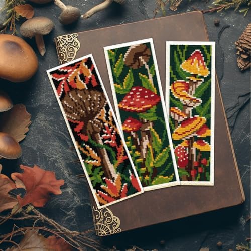 ORIGACH 6 Set Mushroom Plants Cross Stitch Bookmark Kit for Beginner - Image 6