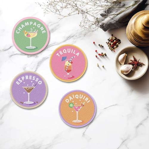 Cocktail Diamond Art Coasters Kit for Adults, Diamond Painting Coasters - Image 5