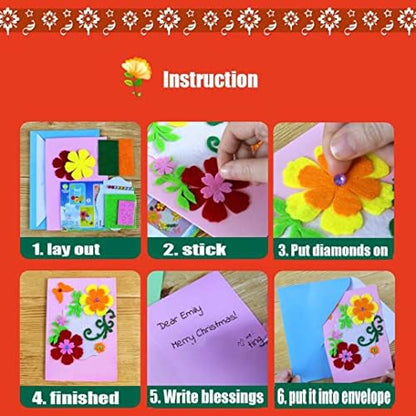 QIAONIUNIU Card Making Kits DIY Handmade Greeting Card Kits for Kids, Christmas Card Folded Cards and Matching Envelopes Thank You Card Art Crafts Crafty Set Gifts for Girls & Boys - Image 4