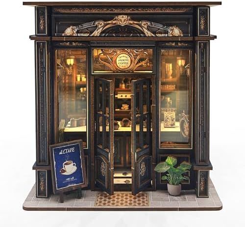 Book Nook Kit, 3D Wooden Puzzle Bookshelf Decor, Jadeite Coffee - Image 2