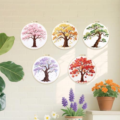 ORIGACH 5 Pcs Seasonal Tree Embroidery Kit for Beginners - Image 6