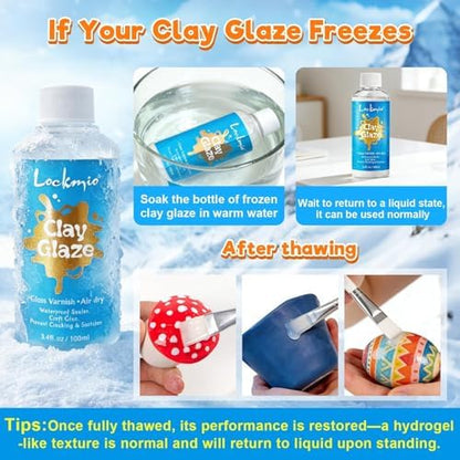 3.4FL OZ Air Dry Clay Glaze & 25pcs Tools Kit, Gloss Protective Sealant - Image 4
