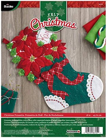 Bucilla 86705 Felt Applique Stocking Kit, 18", Christmas Poinsettia, by Bucilla