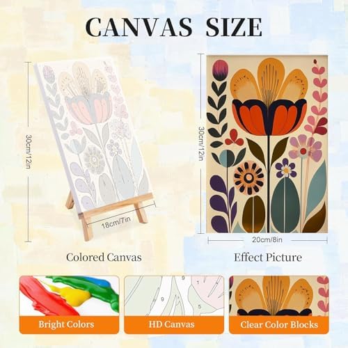 LWZAYS 4 Pack Floral Paint by Numbers Kit for Adults with Frame, Easy Flowers Paint by Number for Adults Beginner with Wooden Easel, DIY Painting by Numbers Canvas Framed for Home Decor 8 x 12 Inch - Image 2