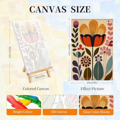 LWZAYS 4 Pack Floral Paint by Numbers Kit for Adults with Frame, Easy Flowers Paint by Number for Adults Beginner with Wooden Easel, DIY Painting by Numbers Canvas Framed for Home Decor 8 x 12 Inch - Image 2