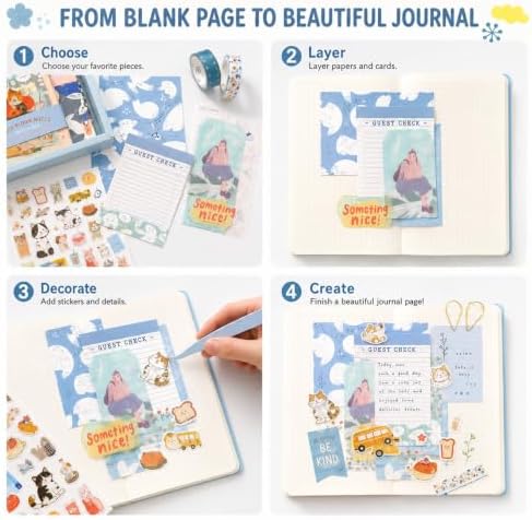 Blue Aesthetic Scrapbook Kit, Journaling Supplies Scrapbooking Gift Set - Image 3