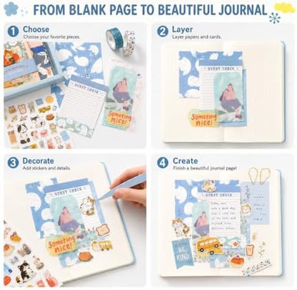 Blue Aesthetic Scrapbook Kit, Journaling Supplies Scrapbooking Gift Set - Image 3