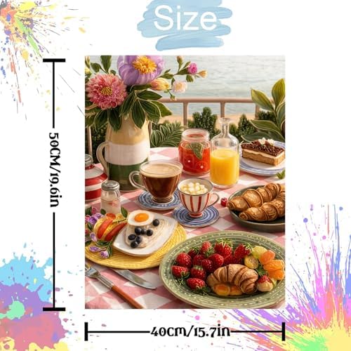 Jiqinsiye Adults Paint by Number Kits,Afternoon Tea Painting by Number Kits on Canvas,Large Color by Numbers Adult Watercolor Gifts for Friends Wall Decor - Image 3