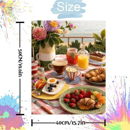 Jiqinsiye Adults Paint by Number Kits,Afternoon Tea Painting by Number Kits on Canvas,Large Color by Numbers Adult Watercolor Gifts for Friends Wall Decor - Image 3
