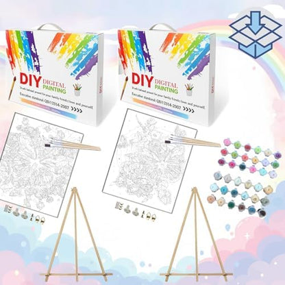 BAISITE Paint by Numbers Kit for Adults Beginners,12" Wx16 L 2 Pack Canvas for Painting Kits for Adults in Colorful Box 5152 Already Framed - Image 3