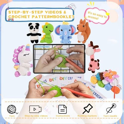 Alutaba Crochet Kit for Beginners Adults, 6pcs Animal Crochet Starter Kit - Image 4