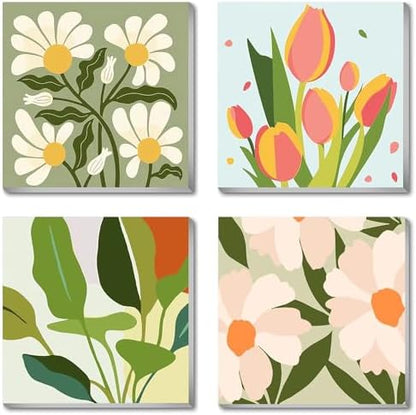 Flowers Paint by Numbers Kit for Adults, Adult Paint by Numbers Kits 8x8 in by hkejoi