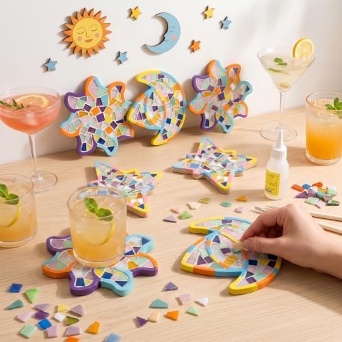 luperasol 6 Sets Coasters DIY Mosaic Tiles, Mixed Color, Boho Styles by Unknown