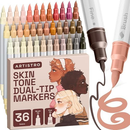 ARTISTRO 36 Skin Tones Dual-Tip Acrylic Paint Marker Pens for Drawing by ARTISTRO