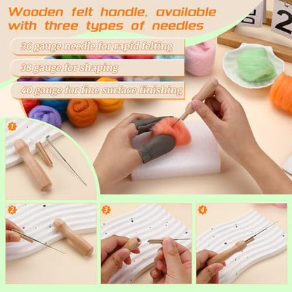 IMZAY Needle Felting Kit, 72 Colors Felting Wool Kit Wool Roving - Image 4