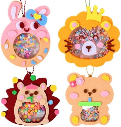 Oagminu 4Pcs DIY Felt Craft Kit Cute Animal Shaker Hanging Ornaments Creative Handmade for Boys & Girls Craft Set for Home Decoration & Party Favors(Animal) by Unknown