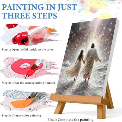 Jesus Paint by Numbers Kit for Adults Framed Canvas 12X16 in, Frameworkless - Image 6