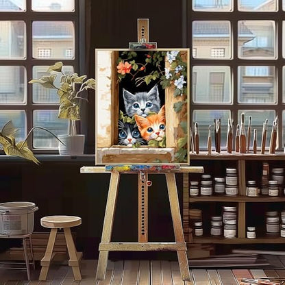 Natuyalo Painting by Numbers for Adults - Three Little Kittens Adult Paint by Number Kits for Beginners, Animals Cats DIY Art Craft Kits for Ideal Gift No Frame (16x20 Inch) - Image 4
