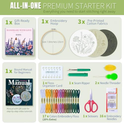ETSPIL Embroidery Kit for Beginners, 11 Stitches, Easy to Follow, 4K Video - Image 3