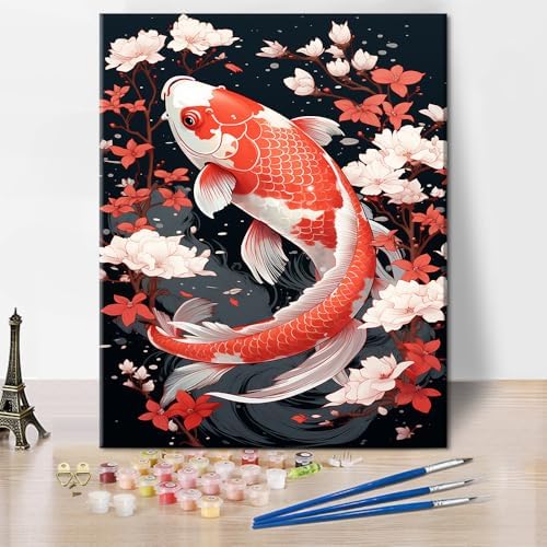TUMOVO Koi Fish and Cherry Paint by Numbers Craft Kit for Adults by TUMOVO