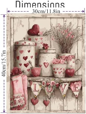 Canrichshop Valentine's Day Paint by Numbers Kit for Adults Without Frame,Valentines DIY Adult Painting by Number Kits on Canvas,Easy Acrylic Paint Kit Beginners for Home Decor 12x16 Inch - Image 2