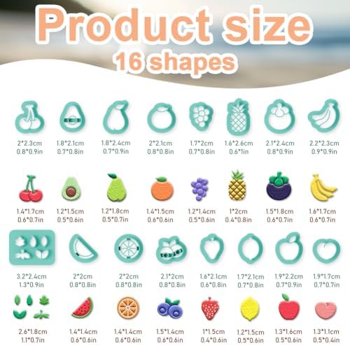 beinkmake 17Pcs Fruit Polymer Clay Cutters Pineapple Clay Earrings Cutters - Image 2