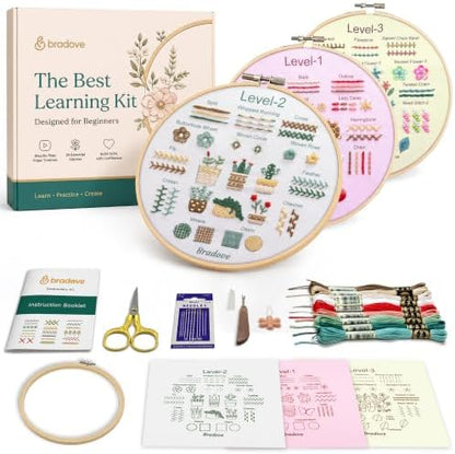 Bradove Beginner Embroidery Kit for Adults and Kids by Bradove