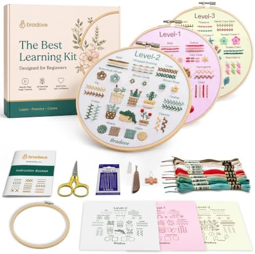 Bradove Beginner Embroidery Kit for Adults and Kids by Bradove