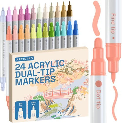 ARTISTRO Pastel Dual-Tip Acrylic Paint Marker Pens - Set of 24 by ARTISTRO