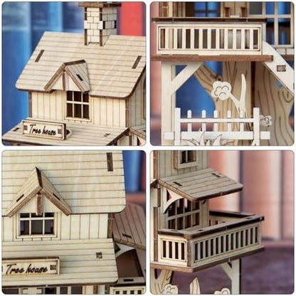 3D Wooden Puzzle for Adults, Creative Treehouse Design Model Kit - Image 4