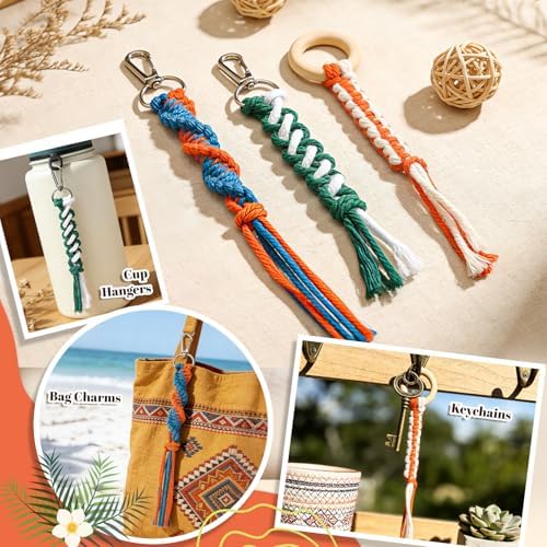 Ecoofor Macrame Kits for Beginners with 366 Feet 3 mm Macrame Cotton Cord, DIY Plant Hanger Kit with Supplies and Instructions, Macrame Beads, Wooden Rings, Dream Catcher Rings - Image 6