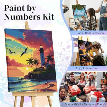 Paint by Numbers Kit for Adults, Lighthouse Number Painting Canvas Kit - Image 7