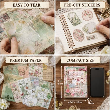 400Pcs Vintage Scrapbook Paper, 4-Theme Journaling Set - Image 7