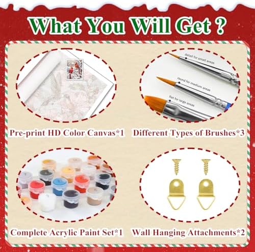 Cardinal Paint by Numbers Kit for Adults Canvas, Paint by Number Christmas - Image 6