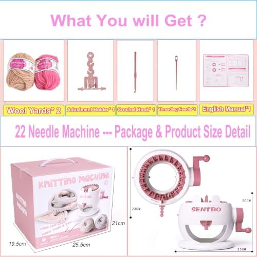 PKHOUHYI Sentro 22 Knitting Machine, Sentro 22 Needles Knitting Machine Automatic Circular Weaving Spinning Knitting Loom Machine Kit for Adults and Beginners for Scarf/Hats/Sweater/Kintting Toys - Image 2