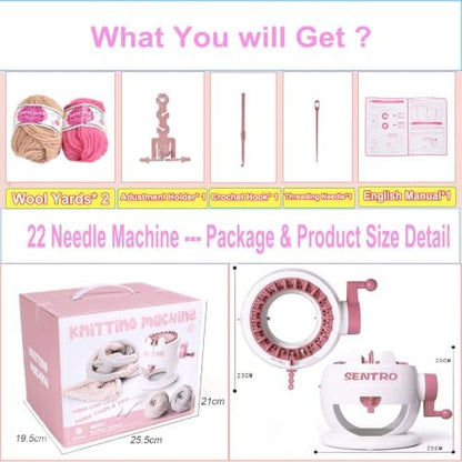 PKHOUHYI Sentro 22 Knitting Machine, Sentro 22 Needles Knitting Machine Automatic Circular Weaving Spinning Knitting Loom Machine Kit for Adults and Beginners for Scarf/Hats/Sweater/Kintting Toys - Image 2